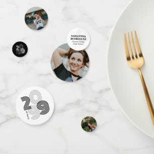 Confettis Noir Retro grand nombre Classe de photo senior