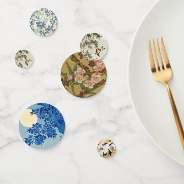 Confettis Oiseaux Bambou Asiatique Japonais Vintage (Groupe)