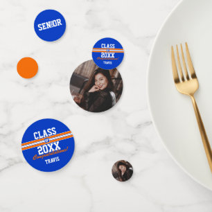 Confettis Orange et Blue Graduation Custom Félicitations