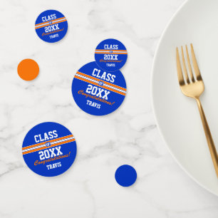 Confettis Orange et Blue Graduation Custom Félicitations