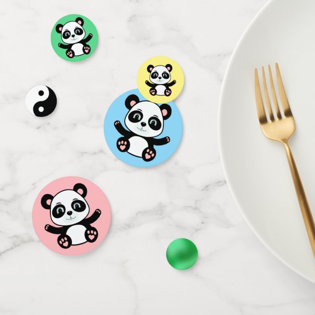 Confettis Ours de panda mignon sur multicolore (Groupe)