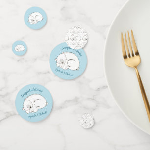 Confettis Ours polaire Baby shower Hiver bleu garçon
