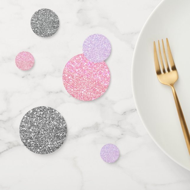 Confettis Paillettes Argent Violet Et Rose (Groupe)