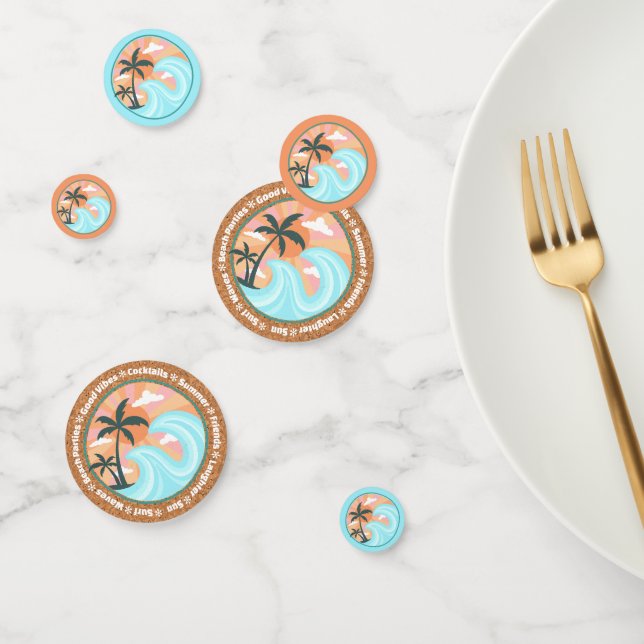 Confettis Palmiers Tropicaux Hawaiiens Sur Faux Cork (Groupe)