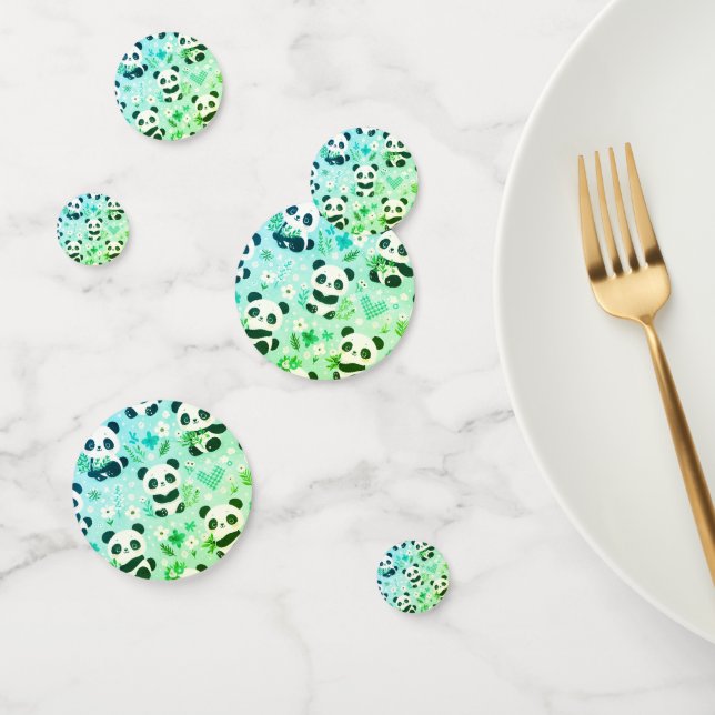 Confettis Panda Bear Motif Vert Imprimer (Groupe)