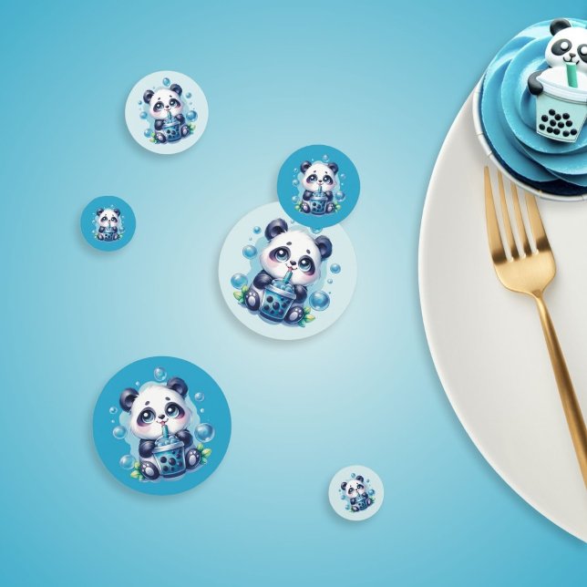 Confettis Panda Boire Bleu Boba Bubble Thé fête d'anniversai (Créateur téléchargé)