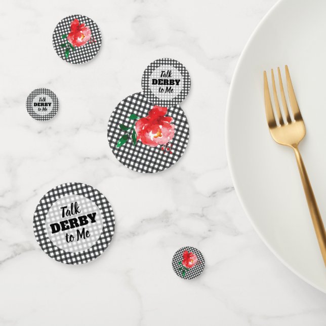 Confettis Parlez Derby à Moi Rose sur Gingham (Groupe)