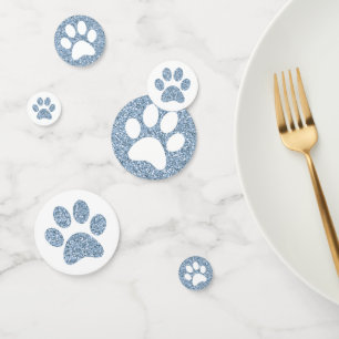 Confettis Parties scintillant bleue Chien Chat Empreinte de