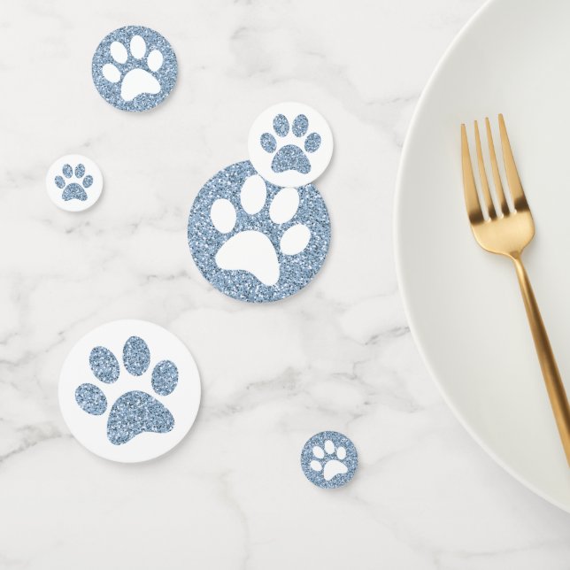 Confettis Parties scintillant bleue Chien Chat Empreinte de  (Groupe)