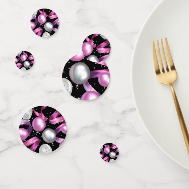 Confettis Parties scintillant d'argent rose noir fête d'anni (Groupe)