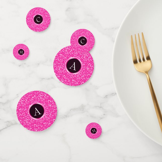 Confettis Parties scintillant Et Cercles Rose Chaud (Groupe)
