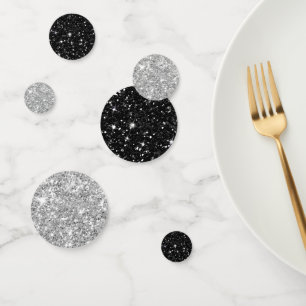 Confettis Parties scintillant noir et argent ID536