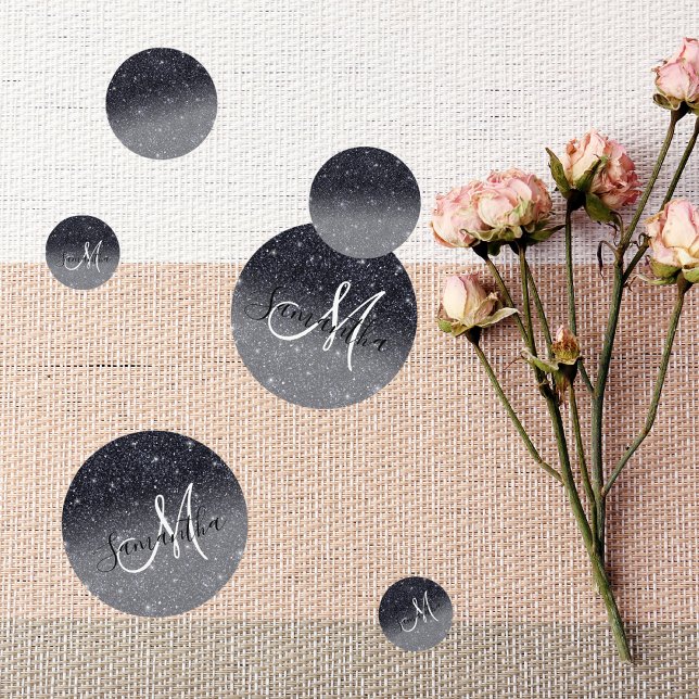 Confettis Parties scintillant noire moderne étincelles Nom p (Créateur téléchargé)