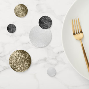 Confettis Parties scintillant noire, or et blanche