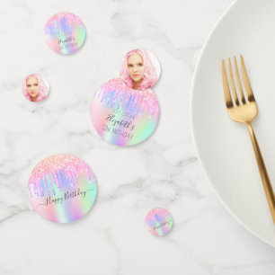 Confettis Parties scintillant rose goutte photo holographiqu