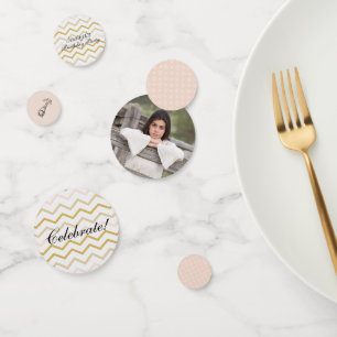Confettis Pastel Peach et Gold Zig Zag