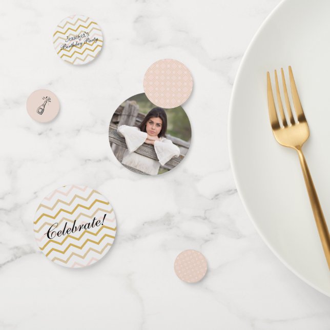 Confettis Pastel Peach et Gold Zig Zag (Groupe)