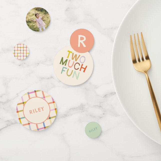 Confettis Pastel Plaid "Two Many Fun" 2e anniversaire person (Groupe)