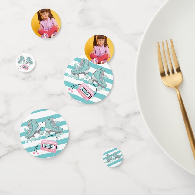 Confettis Patinage à rouleaux Pastel Photo Anniversaire pers (Groupe)