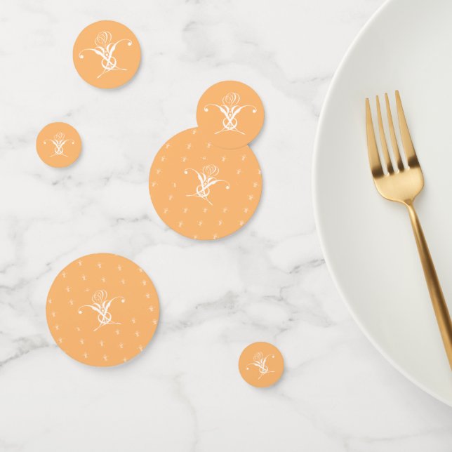 Confettis Peach Retro White Flourd Rose (Groupe)