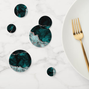Confettis Peacock Green & Rose Gold Agate Marbre Mariage