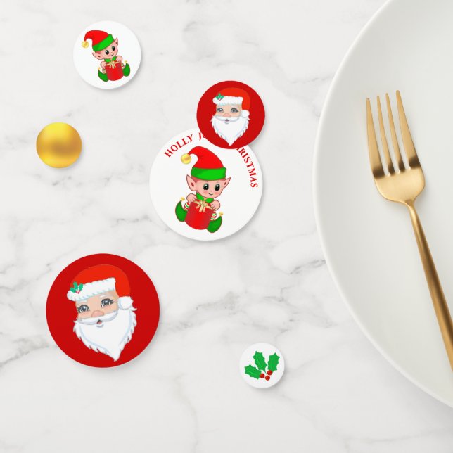 Confettis Père Noël & Elfe Mignon Noël (Groupe)