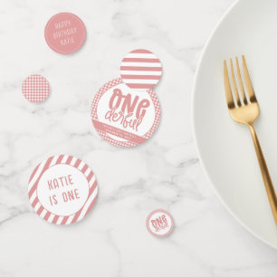 Confettis Personnalisé 1er Anniversaire mignon Pastel Rose O