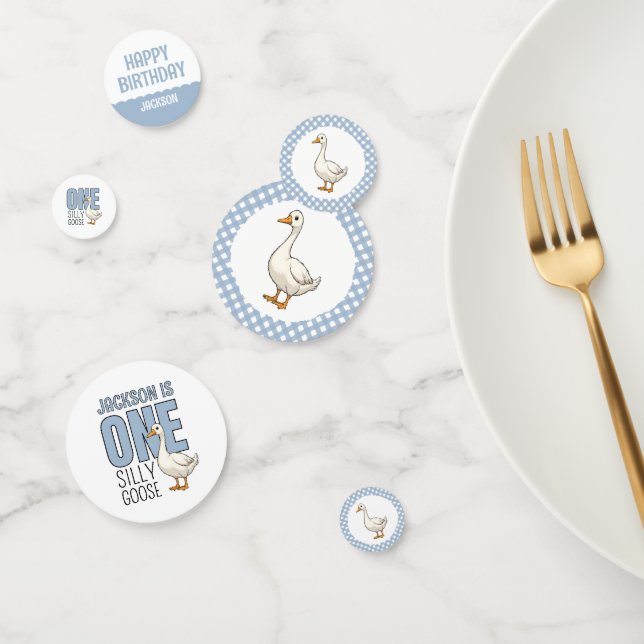 Confettis Personnalisé Blue One Silly Goose First Birday (Groupe)