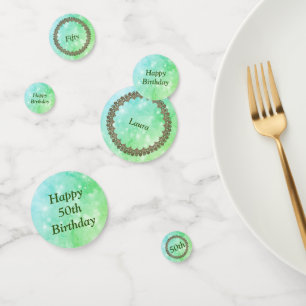 Confettis Personnalisé vert brillant Joyeux 50e anniversaire