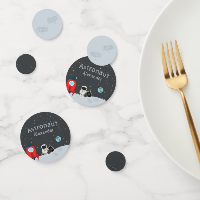 Confettis Petit astronaute sur la Lune, espace prénom (Groupe)