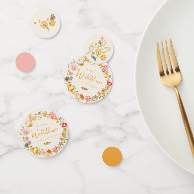 Confettis Petit Baby shower botanique Vintage Fleur sauvage (Groupe)