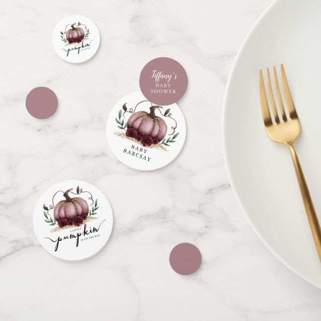 Confettis Petit Baby shower Citrouille rose (Groupe)