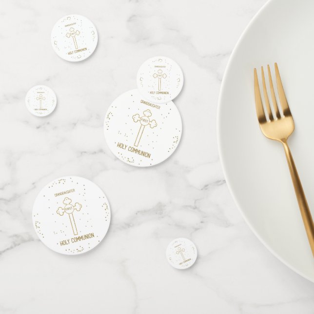 Confettis Petite-fille Première Sainte Communion Gold Look C (Groupe)