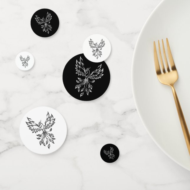 Confettis Phénix s'élève sur fond noir (Groupe)