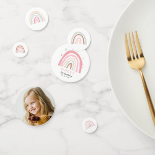 Confettis Photo d'anniversaire du Pastel Rainbows moderne