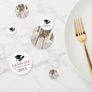 Confettis Photo de graduation en or Rose noir sur mesure