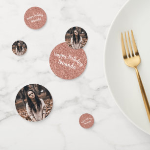 Confettis Photo de Joyeux Anniversaire Paillettes Rose Gold