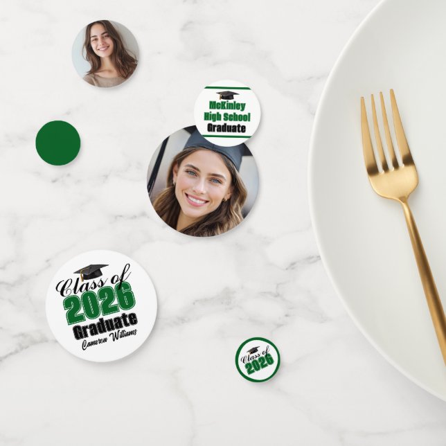 Confettis Photo de remise des diplômes personnalisée verte d (Groupe)