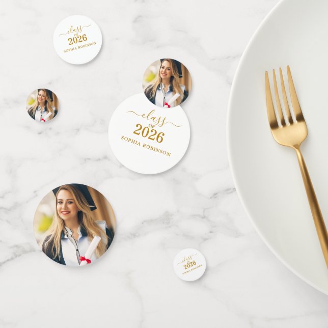 Confettis Photo Gold Script Promotion 2026 Moderne  (Groupe)