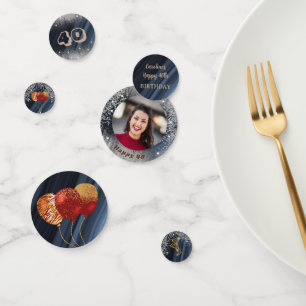 Confettis Photo Pailleté Or Argent Et Ballons Anniversaire