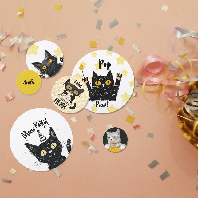 Confettis Photo personnalisée Funny Black Cat Party (Personalized Photo Funny Black Cat Party Confetti)