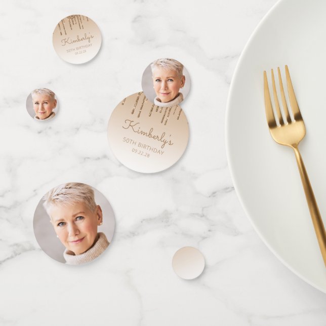 Confettis Photo personnalisée Gold Parties scintillant Drip  (Groupe)