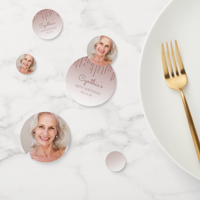 Confettis Photo personnalisée Rose Gold Parties scintillant  (Groupe)