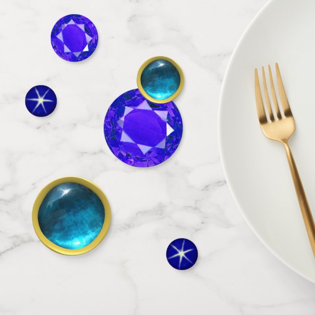 Confettis Pierres précieuses de saphir bleu élégant (Groupe)