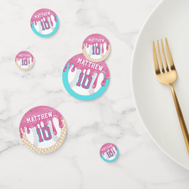 Confettis Pink & Blue Baseball Drip (Groupe)