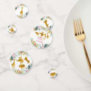 Confettis Pink Gold Safari Animal Green Anniversaire