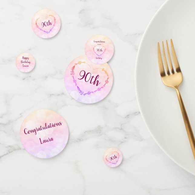 Confettis Pink Pastel 90e anniversaire design (Groupe)