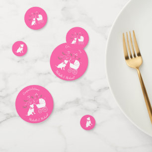 Confettis Pit Bull Chien Baby shower rose fille Pitbull