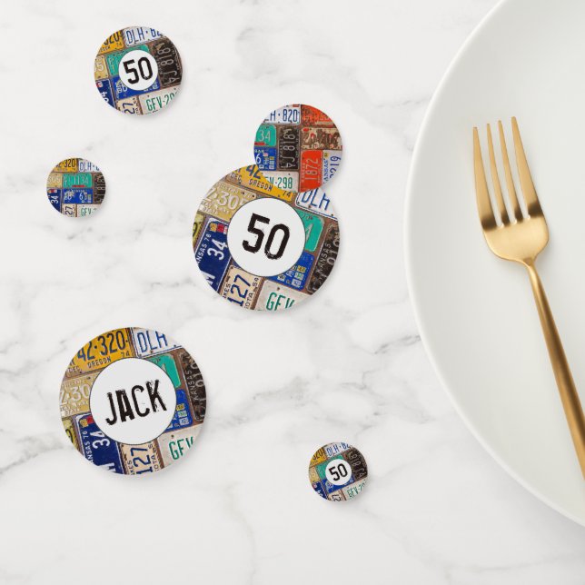 Confettis Plaque de licence rouillée 50e anniversaire Confet (Groupe)