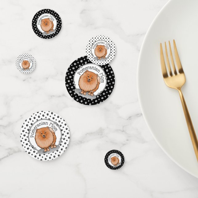 Confettis Pomeranian Maman Pom Maman (rouge orange) Mignonne (Groupe)